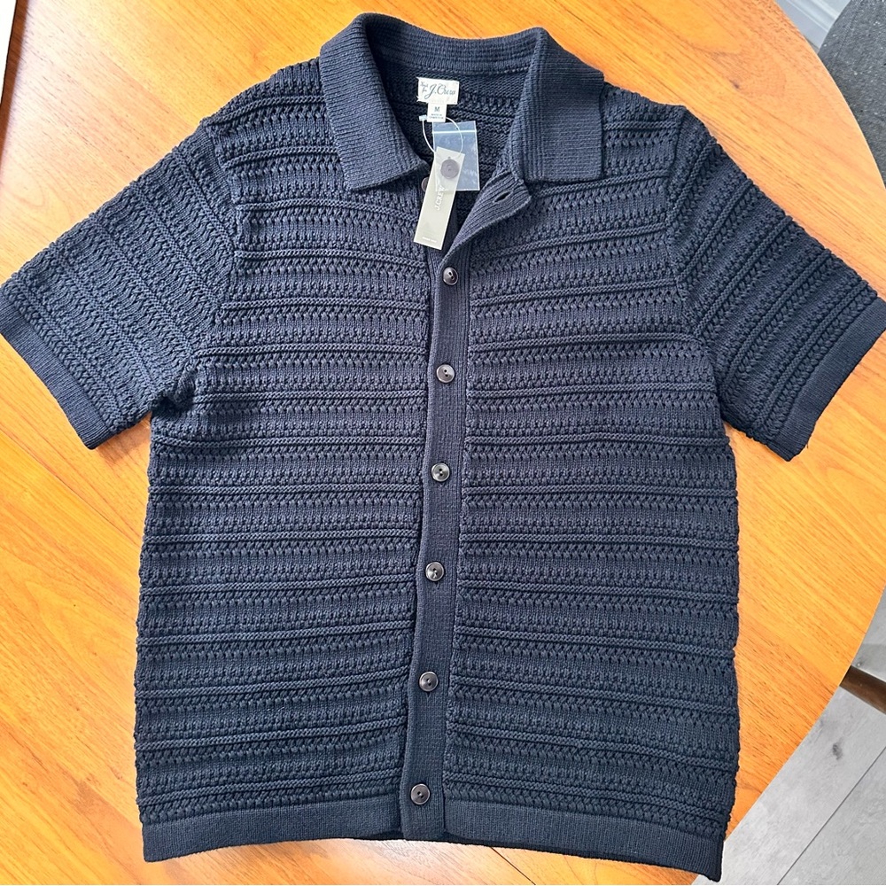 NEW J. Crew Black Cardigan Short Sleeve Sweater Knit Pullover